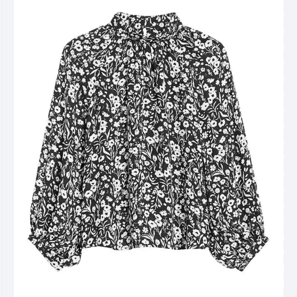 Banana Republic Black & White Floral Top